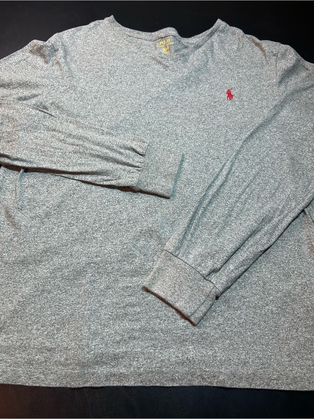 Polo Ralph Lauren Long Sleeve V-Neck Shirt Size M Gray Cotton